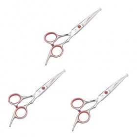 FRCOLOR Lot de 3 paires de ciseaux de rasage pour salon de coiffure - Ciseaux droits - Ciseaux à effiler - Ciseaux à effiler 