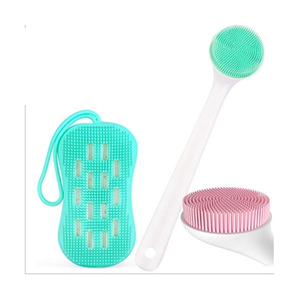 XUAN ZILUO Gants Exfoliants Silicone Serviette de Bain, Baignoire Brosse et arrière, Double Face Gants éponge de Boue ménager