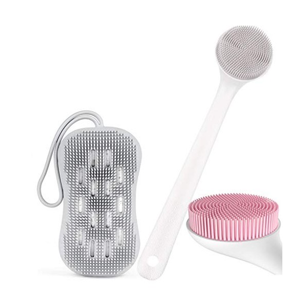 XUAN ZILUO Gants Exfoliants Silicone Serviette de Bain, Baignoire Brosse et arrière, Double Face Gants éponge de Boue ménager