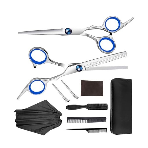 minkissy 10 Pièces 1 Ensemble Kit De Ciseaux De Coiffeur Cisaillement De Salon De Coiffure Cape Kit De Coupe De Cheveux Coupe