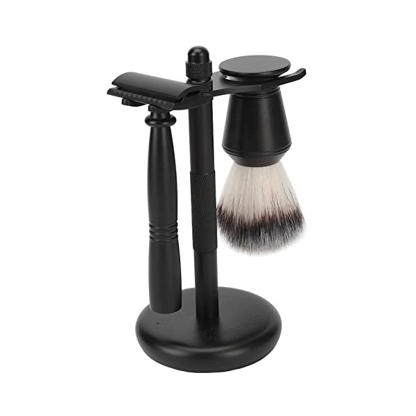 Kit de Rasage pour Homme, Rasoir Manuel de sécurité à Double Tranchant avec Base de Support et Brosse à Cheveux, Ensemble de 