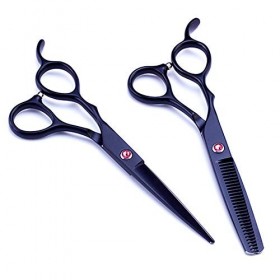 LIZA Ciseaux de coiffure pour main gauche, ensemble de ciseaux de coiffeur professionnel 6 pouces noir 