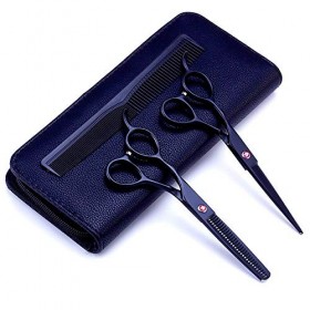 LIZA Ciseaux de coiffure pour main gauche, ensemble de ciseaux de coiffeur professionnel 6 pouces noir 