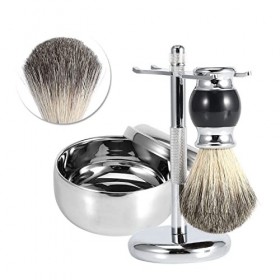 Kit de Brosse à Raser Outil 23 × 12 × 12 Hommes Professionnels Outil de Rasage Support Faux Cheveux Brosse Alliage Savon Tass
