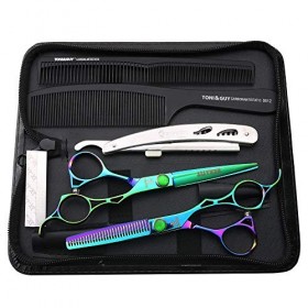 HEMATITE Ciseaux à cheveux Vert 17,5 cm Ciseaux de coiffure Ensemble doutils de coiffure 17.5 cm Ciseaux à effiler et ciseau