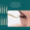 Lot de 8 Pinces à épiler pour Extensions de Cils en Acier Inoxydable Pince à épiler à Pointe Droite Incurvée Outils Dapplica