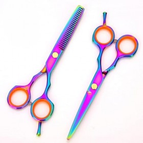 Ciseaux plats colorés de 6 pouces, ciseaux multicolores pour animaux de compagnie, ciseaux plats pour salon de beauté, ciseau