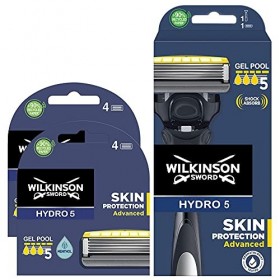 Pack Wilkinson Sword Hydro 5 Sense Energize + 8 Recambios de Cuchillas de Afeitar, Menta Energizante - Maquina de afeitar de 