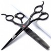 Ensemble de ciseaux noirs de 17,8 cm en acier inoxydable 440 C pour salon de coiffure, coiffeur