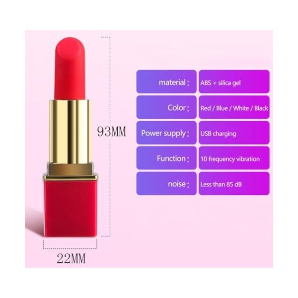 QiKKago 𝓢𝓮̣𝔁 𝓣σ𝔂𝓼 Rouge À Lèvres Jouet Automatique, Bouchon De Bouteille Rouge Amusant, 10 Modes, Imperméable Et Silencieux. 