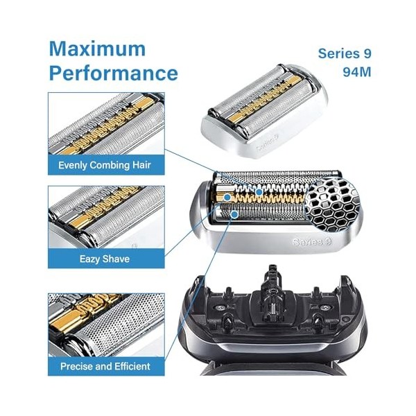 QJFHURB Tête de Rasoir de Rechange 94m, Pièce De Rechange pour Rasoir Serie 9/9 Pro Pièce de Rechange Pour Rasoir Électrique 