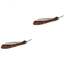 FOMIYES 2 Pièces Rasoir Pliant Rasoir En Acier Inoxydable Lames Pliables À Barbe Pliantes Bois Usage Quotidien Supports De Ra