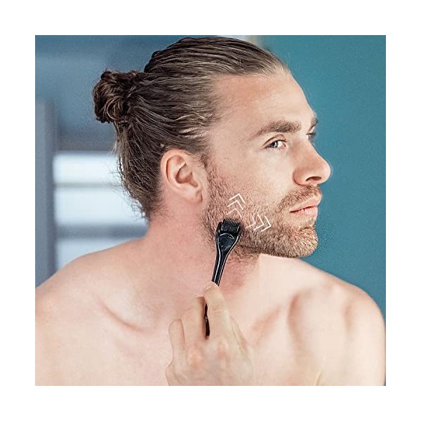 vinsk® rouleau à barbe pour une croissance vigoureuse de la barbe | Dermaroller pour la croissance et les soins de la barbe |