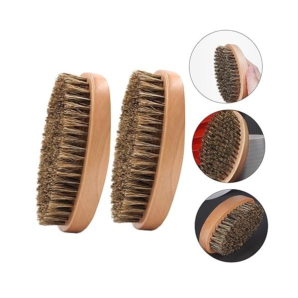 minkissy Lot de 10 brosses à barbe en bois pour homme - Outils de voyage pour homme - Peigne à barbe de poche en bois pour ho