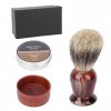 Kit de Rasage, Ensemble de Soins de Barbe avec Texture Rainurée, Blaireau en Mousse Chaude, adapté àles Types de Peau, Meille