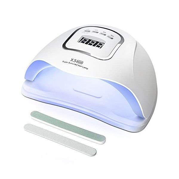 LaLuna Lampe UV, 150W LED Séchoir à Ongles Professionnel Automatique, Séchage Rapide 4 Minuterie de 10s/30s/60s/99s,Grand LCD