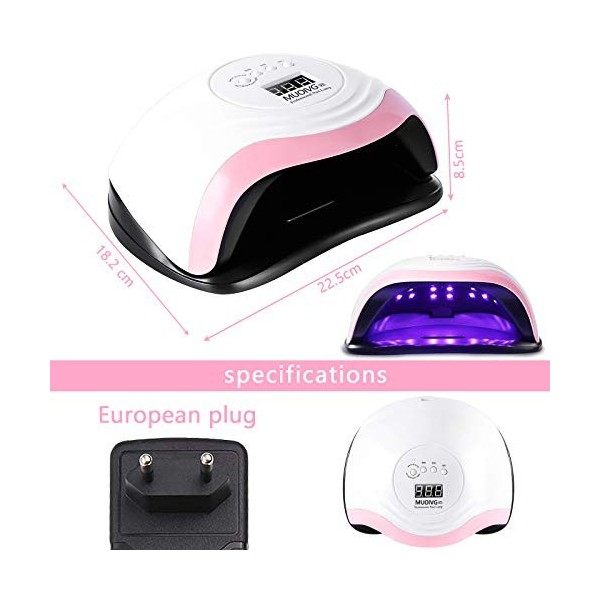 MUOIVG Lampe UV LED Ongles Gel,168W Portable Séchoir à Ongles Professionnel Automatique,10s/30s/60s/99s,LCD Ecran, Capteur, B