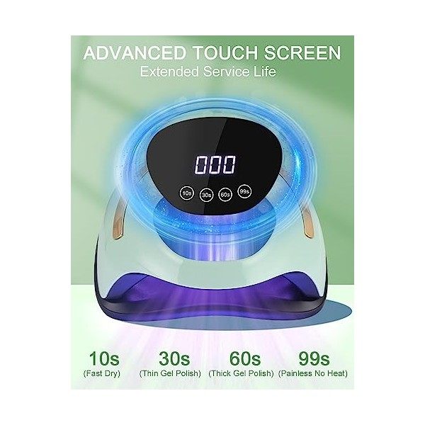 Zawaer Lampe UV Sèche Ongles, 60 Perle de Lampe Professionnel LED Séchoir à Ongles Automatique, Séchage Rapide, Grand LCD Ecr