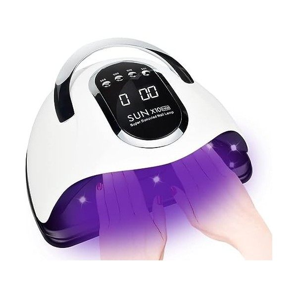 BEENLE Lampe à ongles UV LED 280 W à séchage rapide avec capteur automatique 66 LED, poignée portable, 4 réglages de minuteri