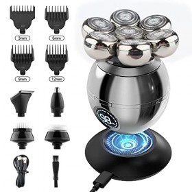 FUUIE Barbier électrique pour - Tête chauve rechargeable - 7 têtes flottantes - Tondeuse à barbe et nez