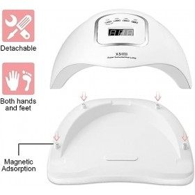 MOULEI Lampe UV Sèche Ongles, 150W LED Séchoir à Ongles Professionnel Automatique, Séchage Rapide 4 Minuterie de 10s/30s/60s/