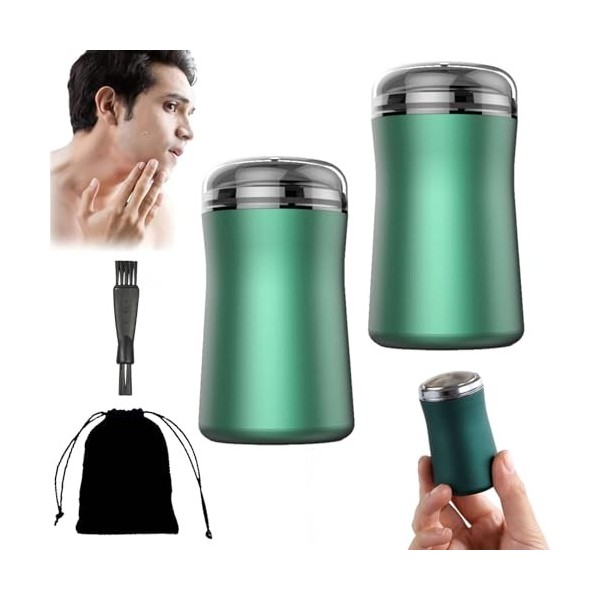 Ailsion Lot de 2 rasoirs électriques lavables de poche pour homme - Rasoir électrique pour homme - Pour nettoyer le visage - 