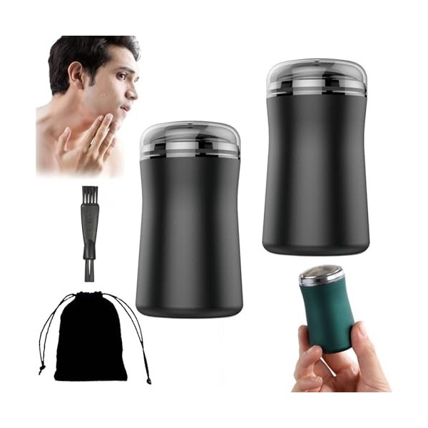 Ailsion Lot de 2 rasoirs électriques lavables de poche pour homme - Rasoir électrique pour homme - Pour nettoyer le visage - 