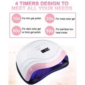 NEFLSI 168W Lampe UV Sèche Ongles, Lampes à Ongles Professionnel,Séchage Rapide 4 Minuterie de 10s/30s/60s/99s,36 LEDs, Grand