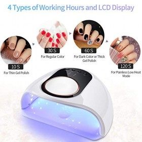 UIHOL Lampe UV LED Ongles Gel, 130W Professionnel Sèche Ongles Automatique, Séchage Rapide, 42 LED Lampe, Grand LCD Ecran, 4 