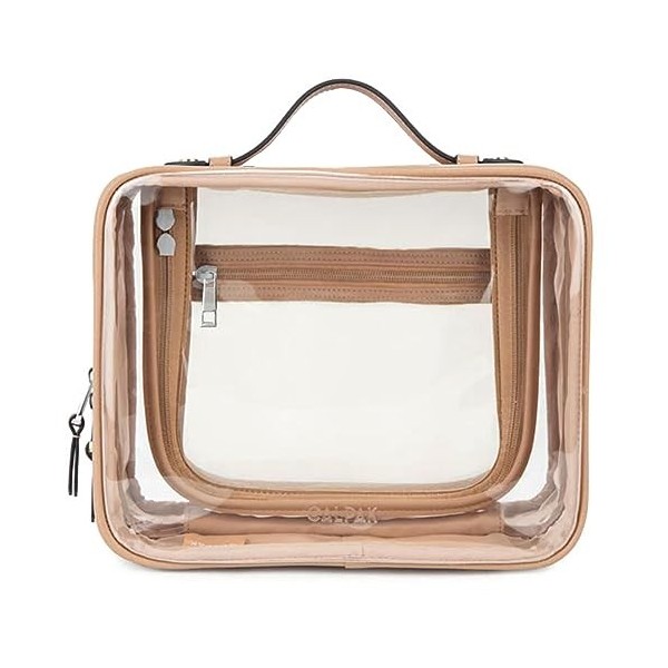 Cymwer Sac de Rangement Cosmétique pour Femme Transparent Capacité Sac Cosmétique Polyvalent Double Couche Preuve de leau po