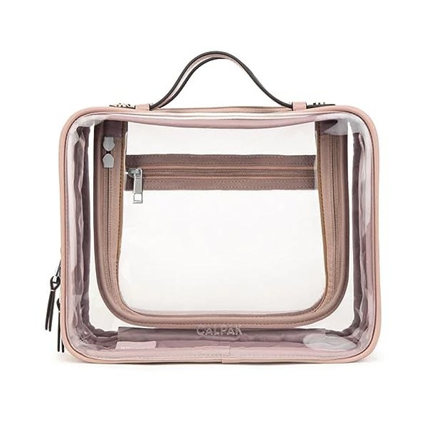 Cymwer Sac de Rangement Cosmétique pour Femme Transparent Capacité Sac Cosmétique Polyvalent Double Couche Preuve de leau po