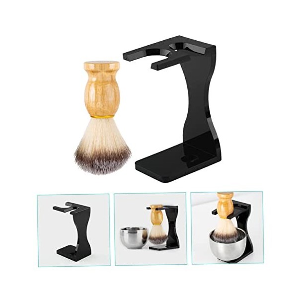 FRCOLOR 3 Ensembles Ensemble De Rasage Kit De Beauté De Rasage Pour Hommes Porte-Rasoir Crème À Barbe Blaireaux En Bois Bross