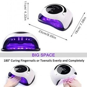 Lampe UV Sèche Ongles,72W UV LED Professionnelle Portable Séchoir à Ongles  Lumière avec 4 Minuteries 10/30/60/90S Minuterie,pour Vernis Semi