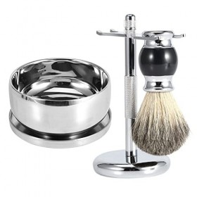 Hspemo Coupe de rasage Bol Hommes 23 × 12 × 12 Professionnel Hommes Rasage Outil Stand Faux Cheveux Brosse En Alliage Savon T