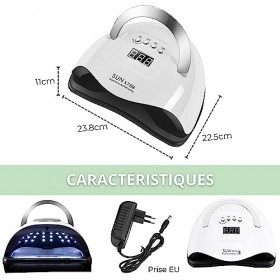 KafooStore Lampe UV Ongles Gel, 220W Lampe UV avec 57 LEDs, Lampe UV Vernis Semi Permanent, Séchage Rapide 4 Minuterie de 10s