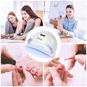 Mupack Lampe UV Sèche Ongles, 80W Lampe UV Ongles Gel Avec lEcran LCD Et 4 Minuterie de 10s/30s/60s/99s, Base démontable,Sem