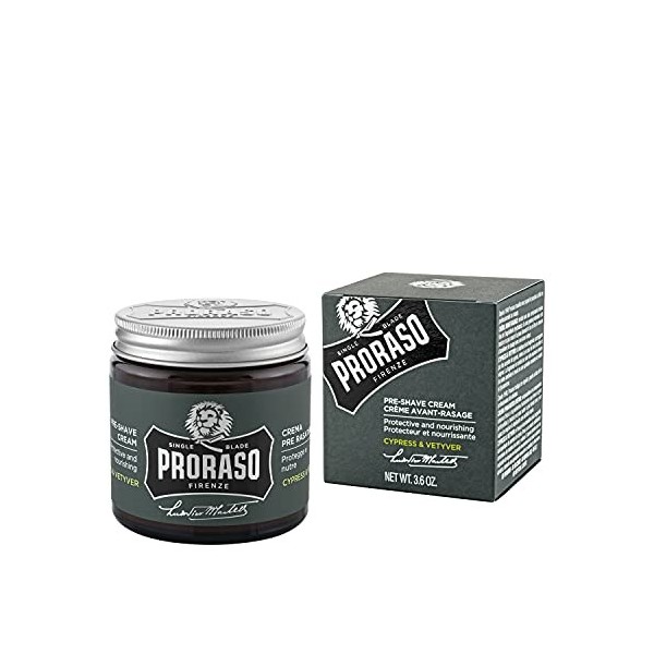 Proraso Shaving Metal Kit Cypress & Vetyver 6 pièces Soin du rasage Eau de Cologne, pinceau, bol 1,8 kg