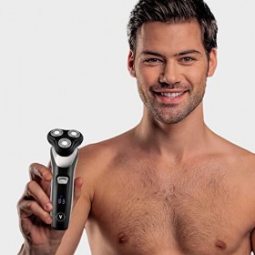 Venga! Rasoir électrique pour homme, 3 lames flottantes, tondeuse pop-out, mode turbo, utilisation humide ou sèche, noir, VG 