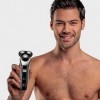 Venga! Rasoir électrique pour homme, 3 lames flottantes, tondeuse pop-out, mode turbo, utilisation humide ou sèche, noir, VG 