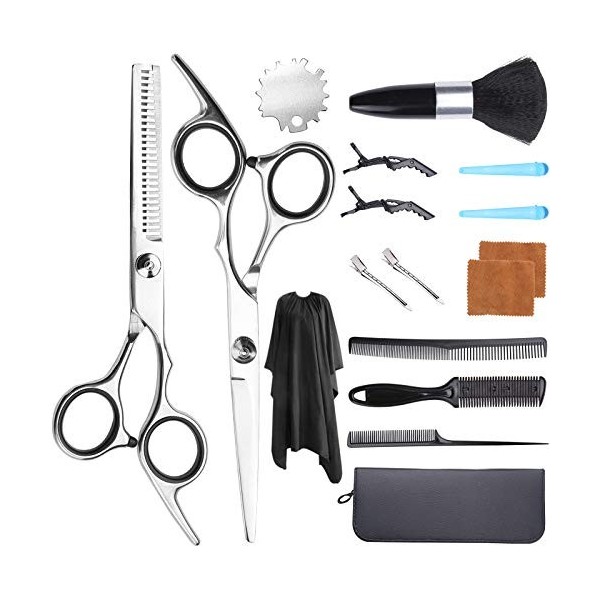 Ciseaux Coiffure Professionnels, DaiWeier 17 PCS Set de Ciseaux Coiffure Professionnel Ciseaux de Coiffeur Amincissants Coupe