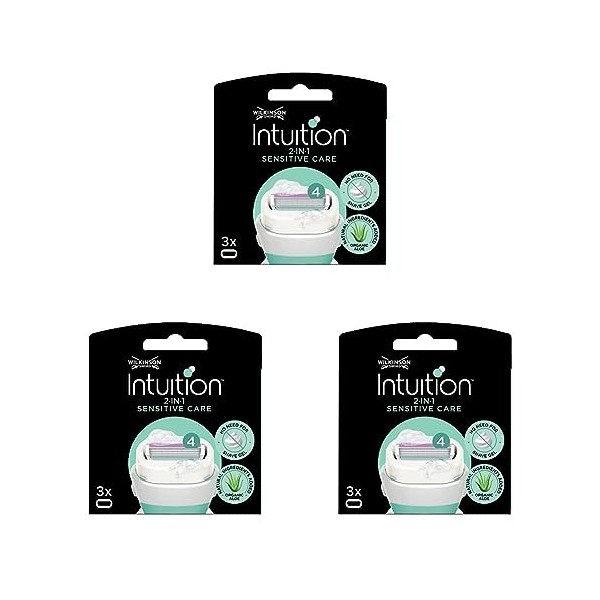 Wilkinson Sword Intuition 2in1 Sensitive Care - Lames de rasoir pour femme - Pack de 3 Lot de 3 