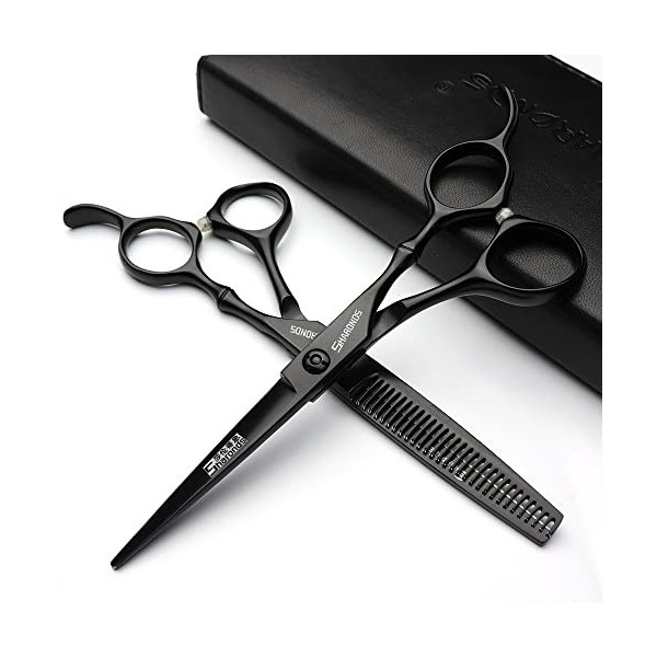 Noir 6 pouces ciseaux de coiffure set salon avec haute dureté cheveux en acier inoxydable coupe cheveux coiffeur spécial 6