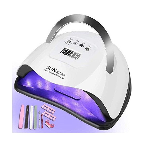 LiRiQi Lampe UV Sèche Ongles, 180W UV LED Séchoir à Ongles Professionnel Automatique, Séchage Rapide 4 Minuterie de 10/30/60/