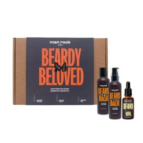 Men Rock Beard Care Gift Set with Beard Wash, Beard Balm and Beard Oil to Keep Beard Under Control, Earthy Oak Moss Fragrance