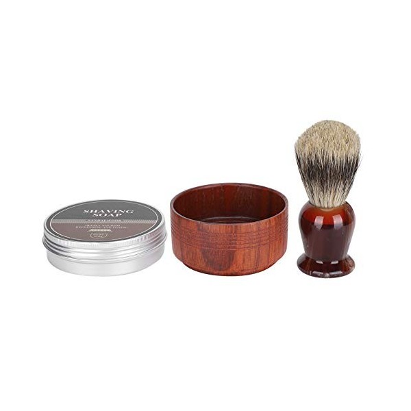 DEPILA Ensemble de Blaireau de Rasage, Blaireau de Rasage en Bois Bol de Rasage Savon Soin de la Barbe for Homme Outil de Ras