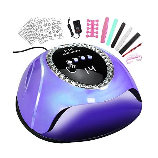 IGUGI 120W Lampe UV Sèche Ongles,UV LED Séchoir à Ongles Professionnel Automatique,10/30/60/99s,LCD Ecran,Capteur,Base Amovib