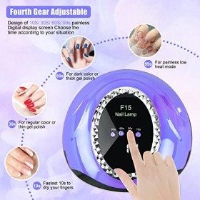 IGUGI 120W Lampe UV Sèche Ongles,UV LED Séchoir à Ongles Professionnel Automatique,10/30/60/99s,LCD Ecran,Capteur,Base Amovib