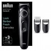 Braun Tondeuse à barbe électrique série 3 3410 pour homme, avec lame ultra tranchante, 40 réglages de longueur, outils de coi