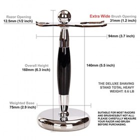 Support de blaireau de rasage en acier inoxydable de luxe pour rasoir et blaireau – Ouvertures extra larges, base lestée avec