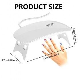 Mini Lampe UV Ongles Gel 6W, Lampe LED Ongles Professionnel, pour Tous Les Vernis à Ongles Gel Compatible Avec 2 Mains Ou Pie